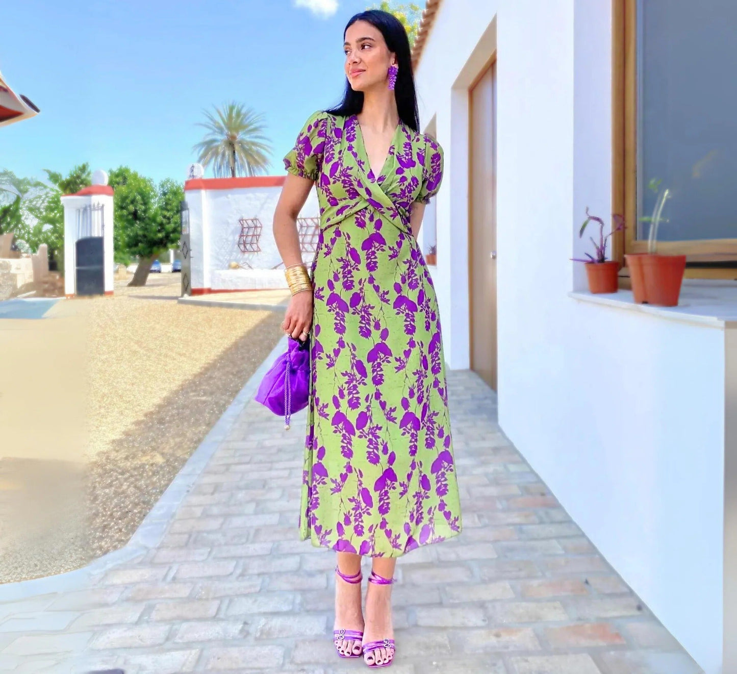 Elisa - Vestido estampado de manga corta
