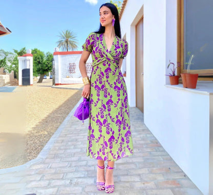 Elisa - Vestido estampado de manga corta