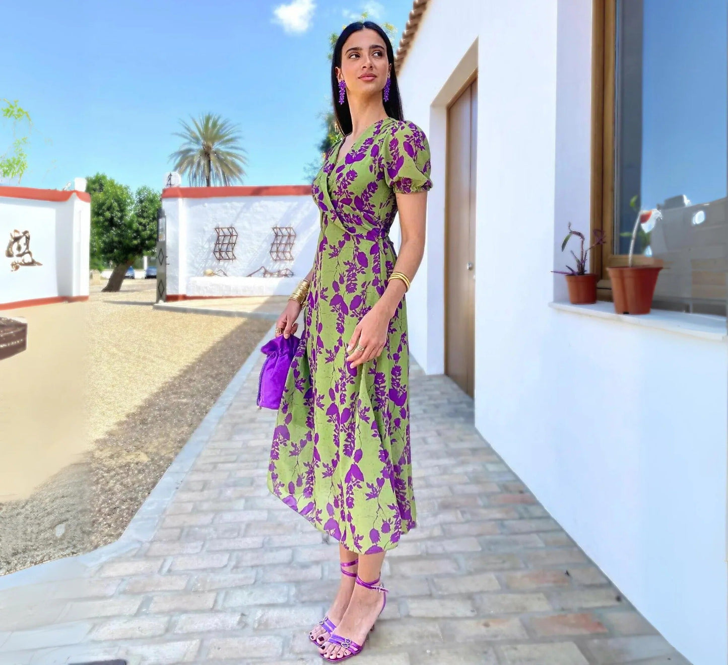 Elisa - Vestido estampado de manga corta