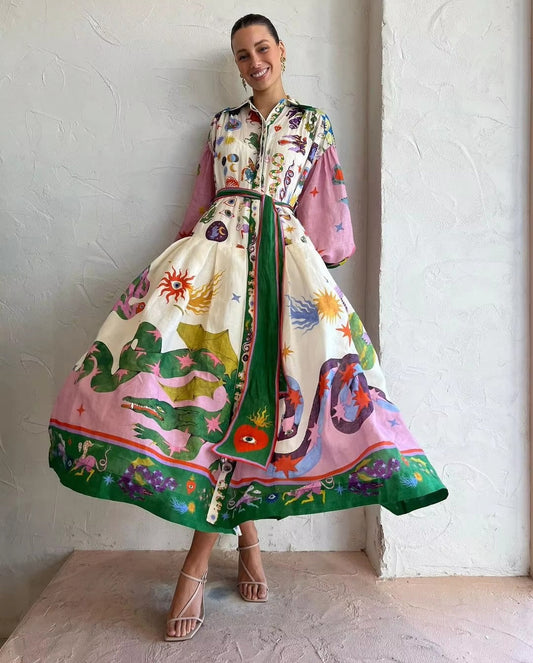 Fiorella - Vestido largo estampado