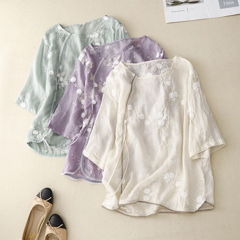 Vélemor | Bluse mit feiner Stickerei