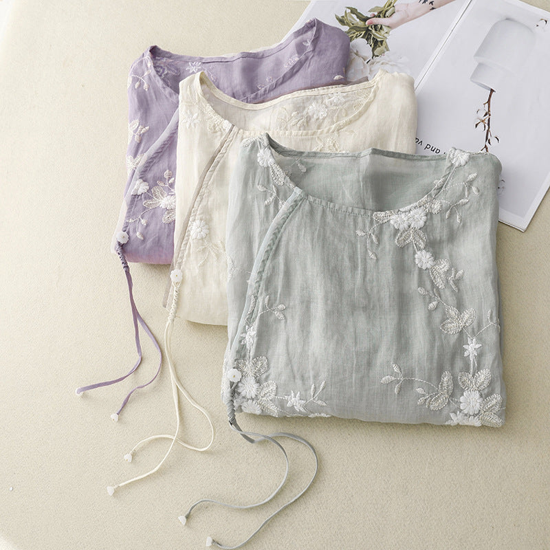 Vélemor | Bluse mit feiner Stickerei