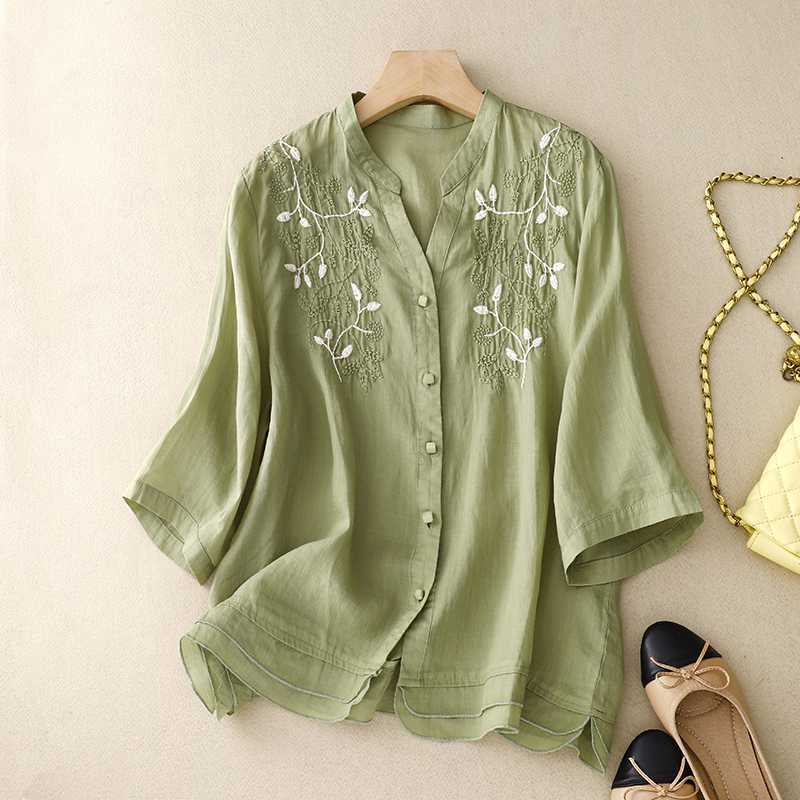 Vélemor | Bestickte Bluse mit Knopfleiste