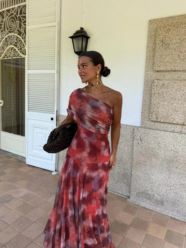 Toledo™ | Vestido largo de malla con un solo hombro