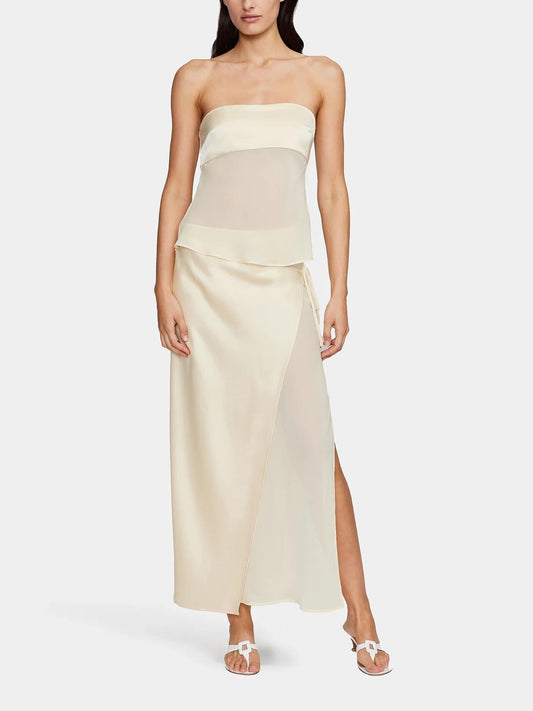 Crema - Conjunto de top y falda larga