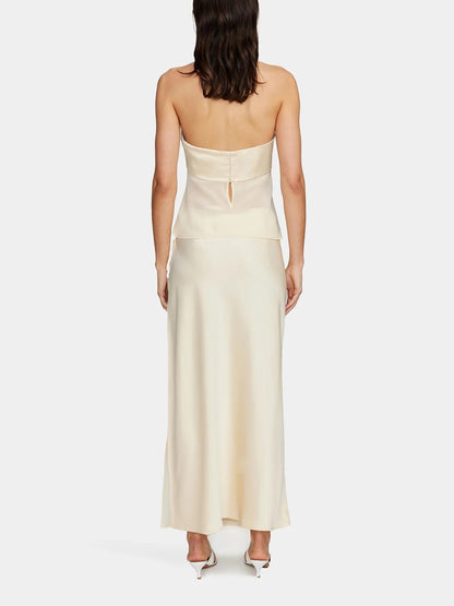 Crema - Conjunto de top y falda larga