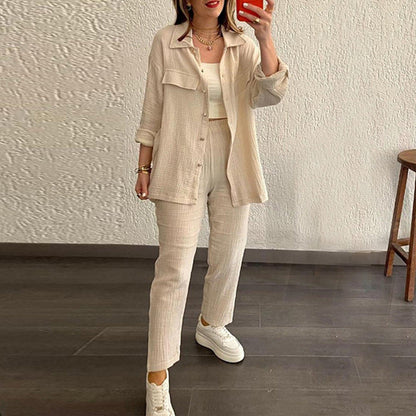 Conjunto de camisa y pantalón casual Ella