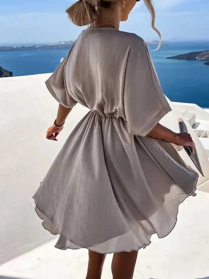 Lina™ - Vestido Boho Beige con Escote en V