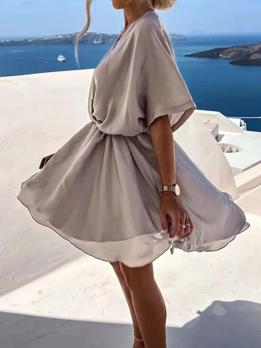 Lina™ - Vestido Boho Beige con Escote en V