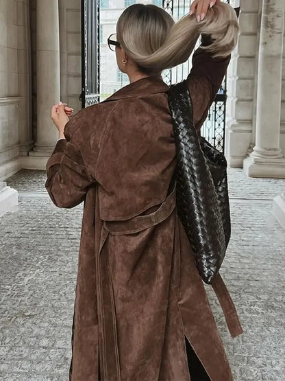 Abrigo largo de ante