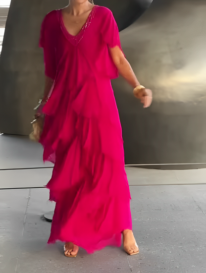 Lara - Vestido largo en cascada