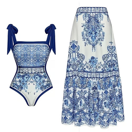 Traje de baño de una pieza con falda para mujer de Serena LuxéTop