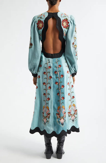 Sophia | Blauwe Midi Jurk