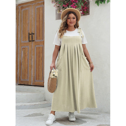 Pure Color Loose Fit Printed Sleeveless Maxi Dress | Nomadzens