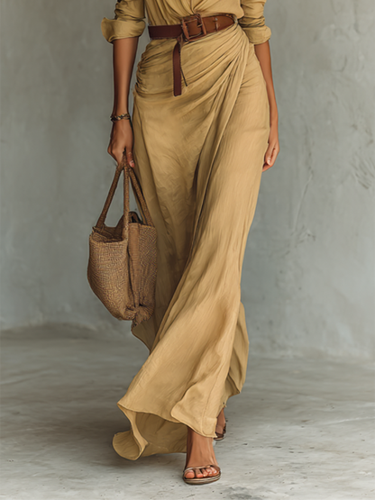 SOFÍA™ | Vestido Maxi Camisero con Cinturón