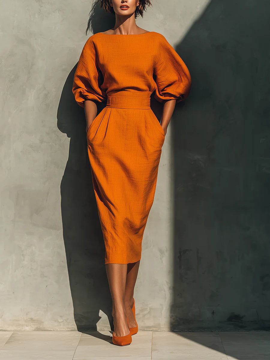 GAIA™ | Vestido Midi Terracota