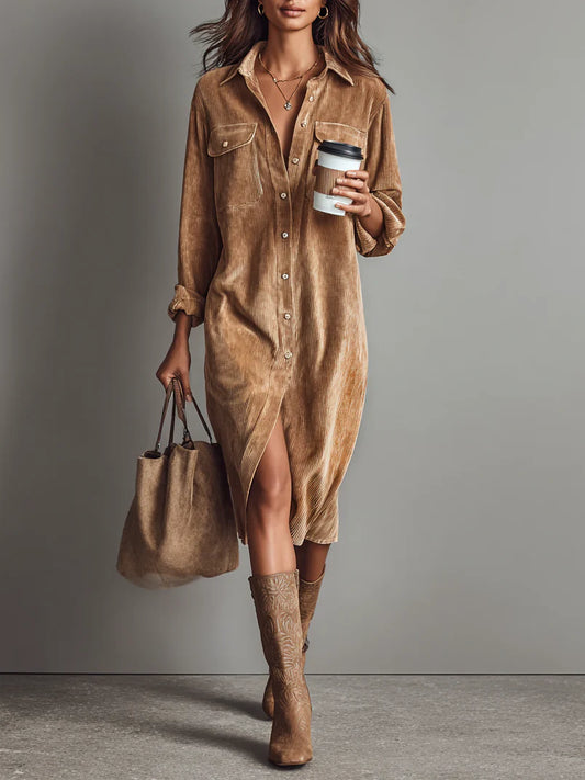 CANDELA™ | Vestido Camisero Camel