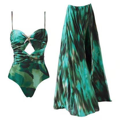 Conjunto de Traje de Baño con Falda Elegante