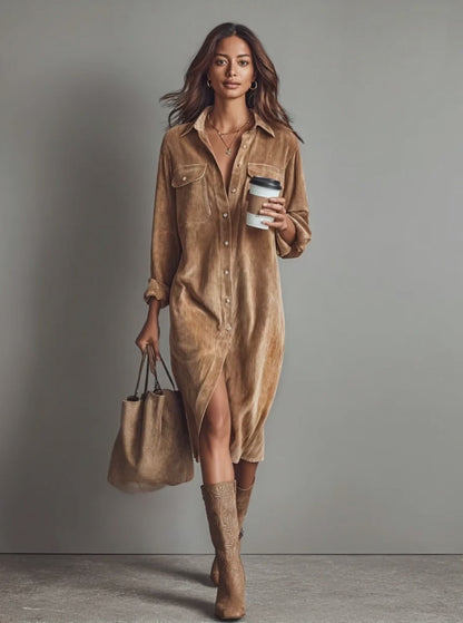 CANDELA™ | Vestido Camisero Camel