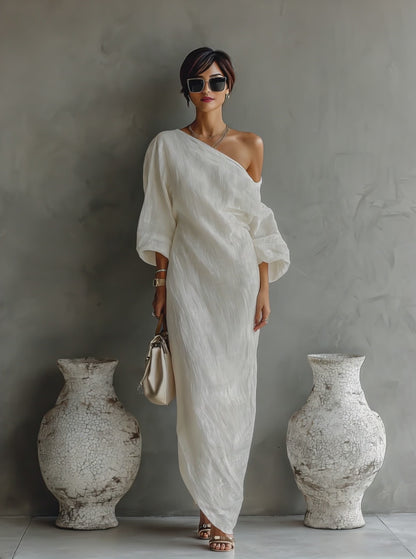ARIADNA™ | Vestido Asimétrico Marfil