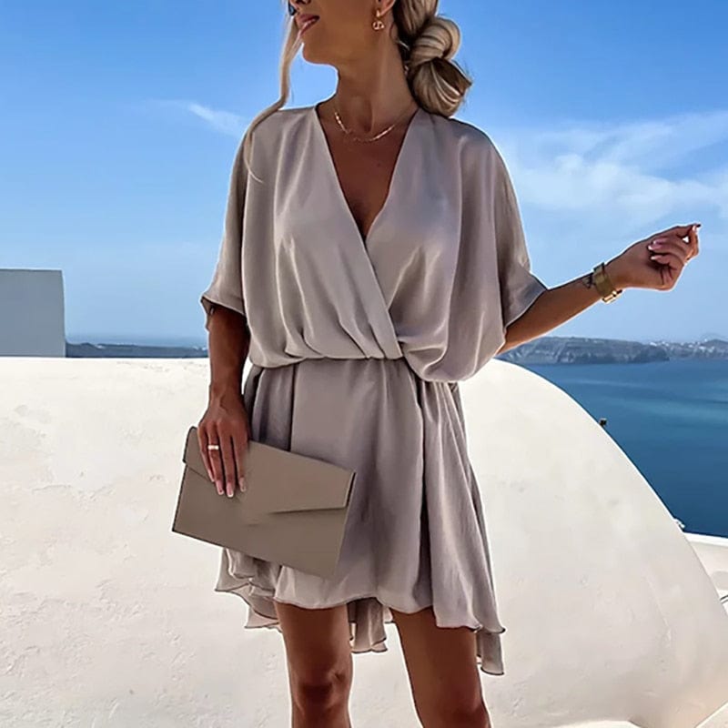 Lina™ - Vestido Boho Beige con Escote en V